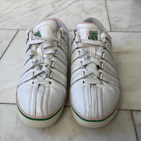 K-Swiss women’s sneaker size 8 white with pink and green stripe accents - Picture 3 of 9